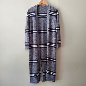 Aerie Blue Striped Long-Sleeve Knit Cardigan, S/P